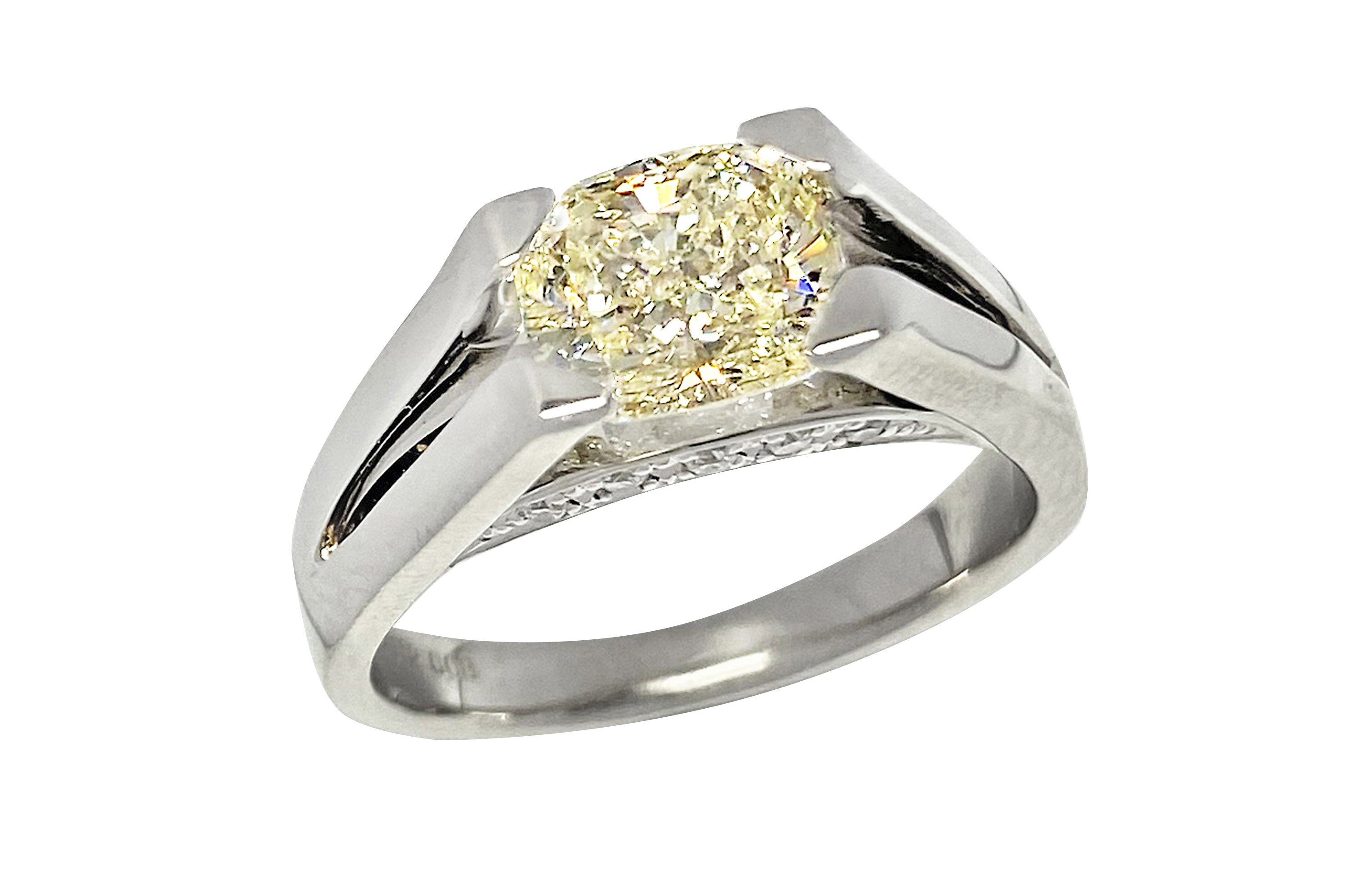 pt900 イエローダイヤモンドリング Yellow Diamond Pt900イエロー/カラーレスダイヤモンドリング (NO