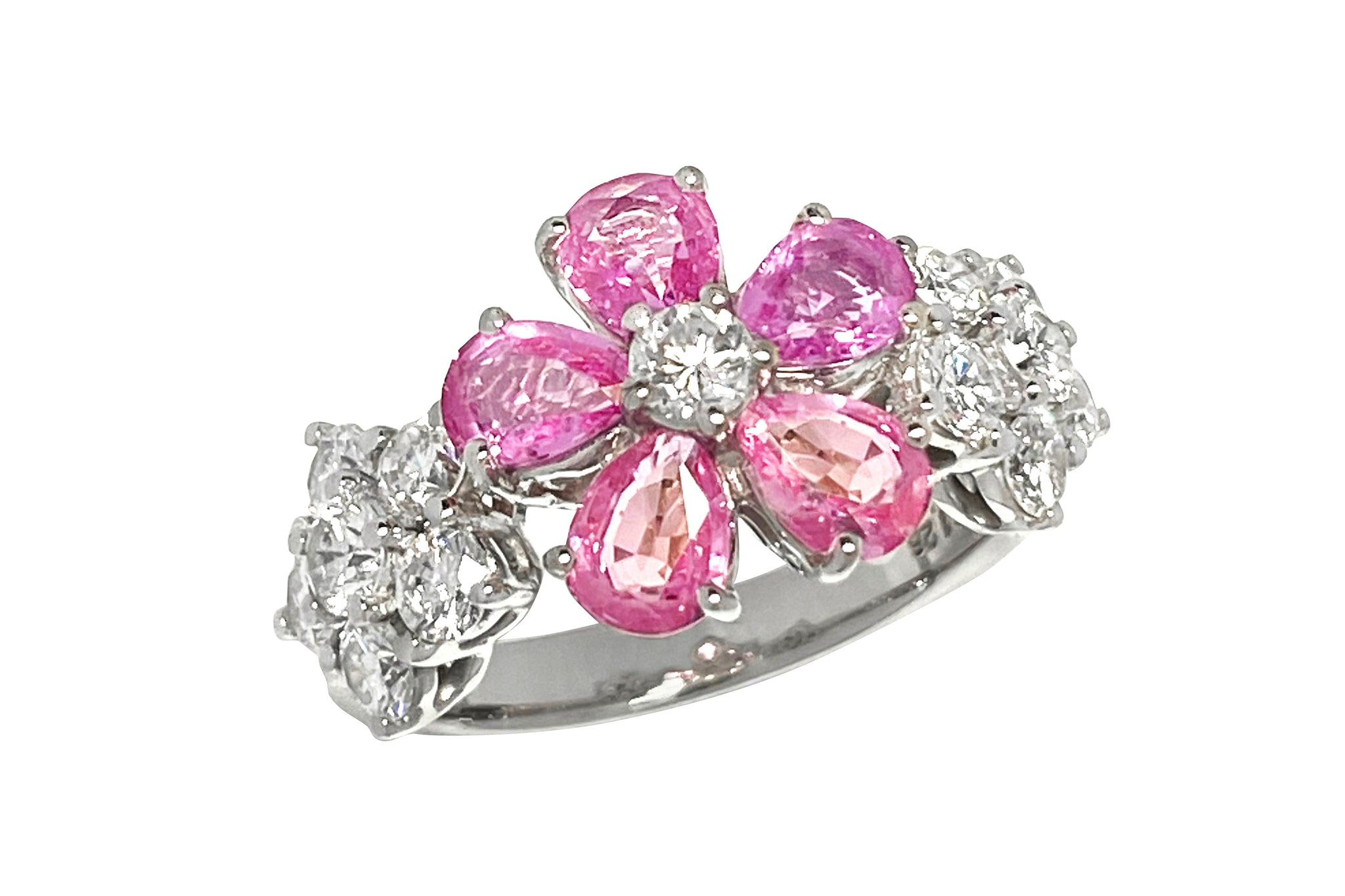 Pink Sapphire K18WGピンクサファイヤ ダイヤモンドリング (NO.129079