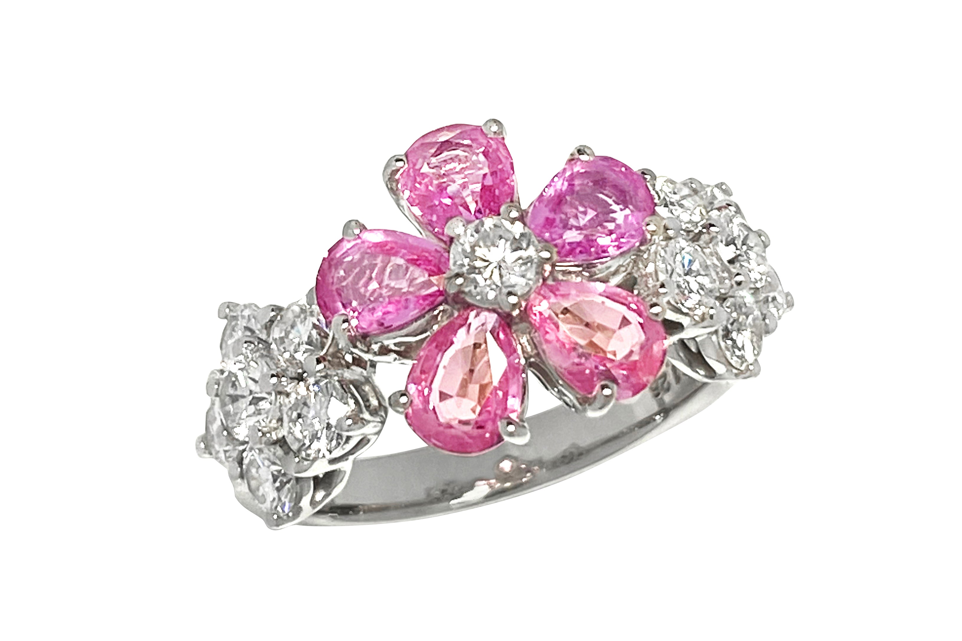 ピンクサファイヤダイヤリング Pink Sapphire K18WGピンクサファイヤ ダイヤモンドリング (NO.129079