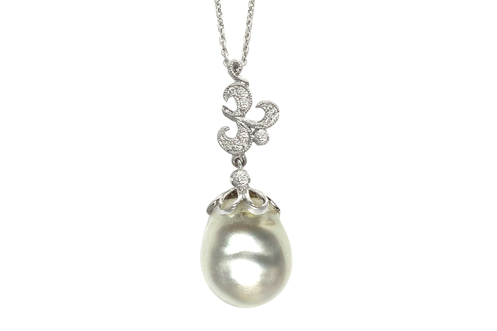 South Sea Pearl Pt900/850(留具)白蝶パール ダイヤモンドペンダント 