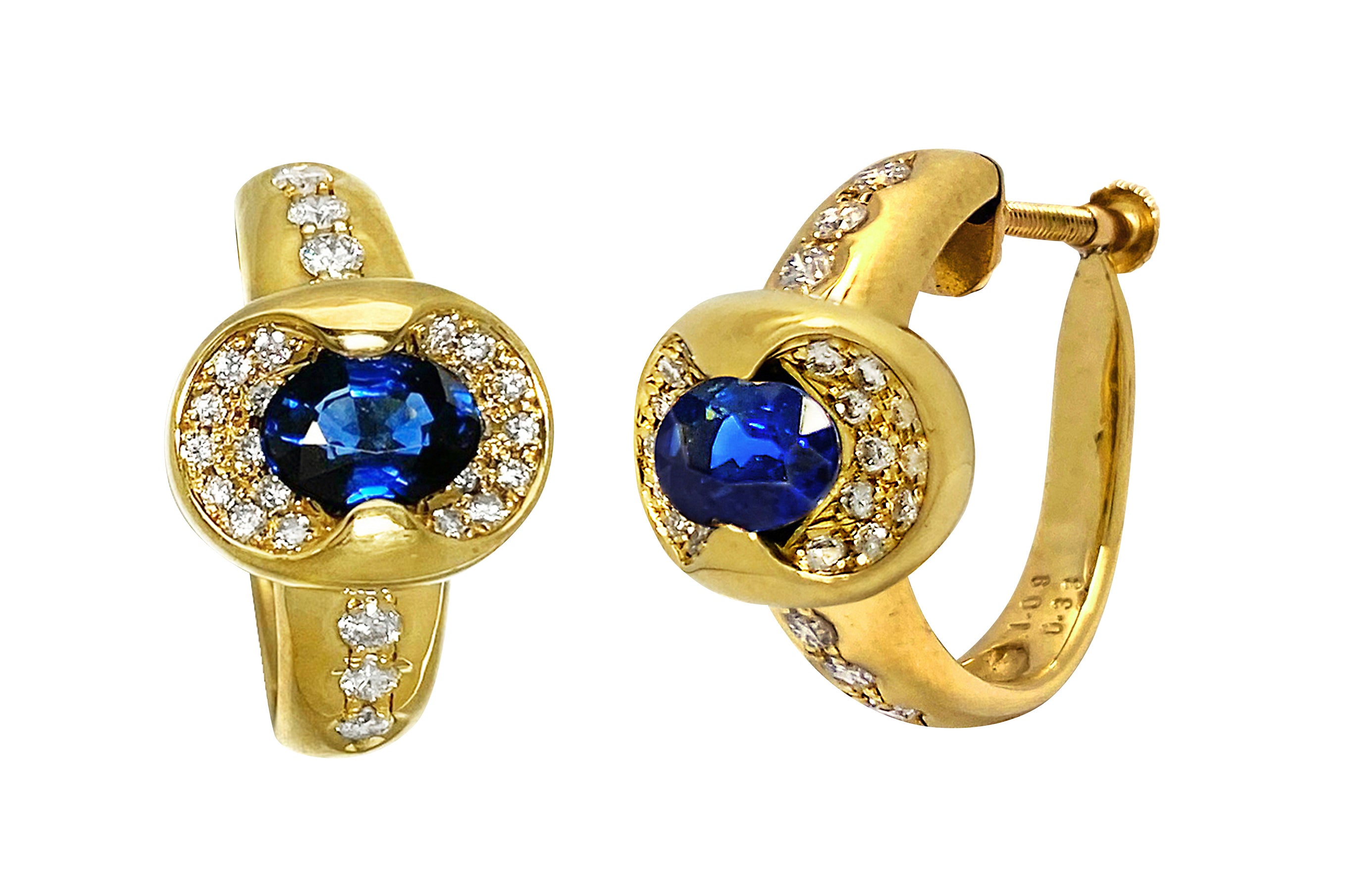 Sapphire K18サファイヤ ダイヤイヤリング (NO.129115) – JEX宝石