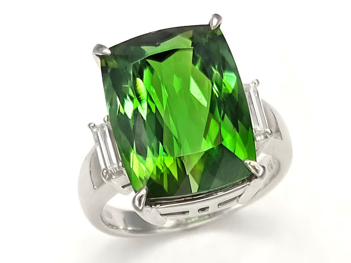 Green Tourmaline Pt900グリーントルマリン ダイヤモンドリング (NO