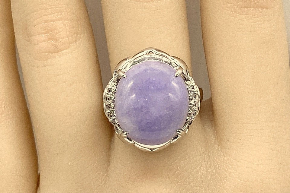 ラベンダー翡翠ダイヤモンドリング 第176回抽選販売＞ラベンダー翡翠（ヒスイ）7.16ct ダイヤモンド