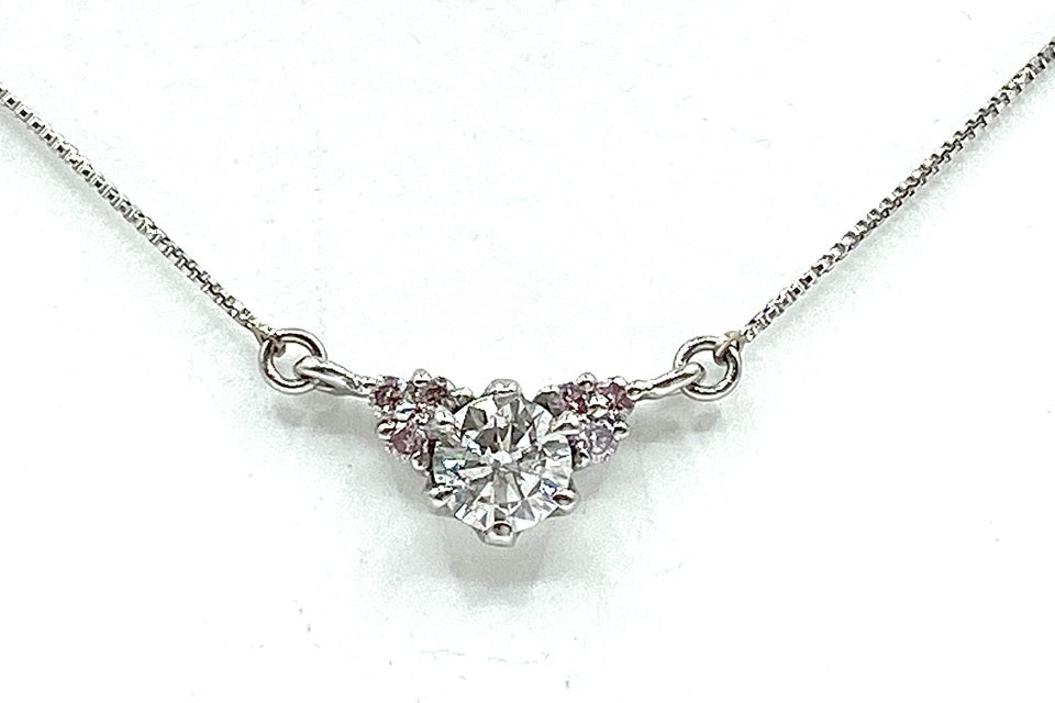Diamond Pt900/850(NC) カラーレス/ピンクダイヤモンドペンダント (NO.50050)