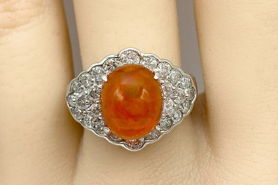 Mexican Opal Pt900メキシコオパール ダイヤモンドリング NO.49657
