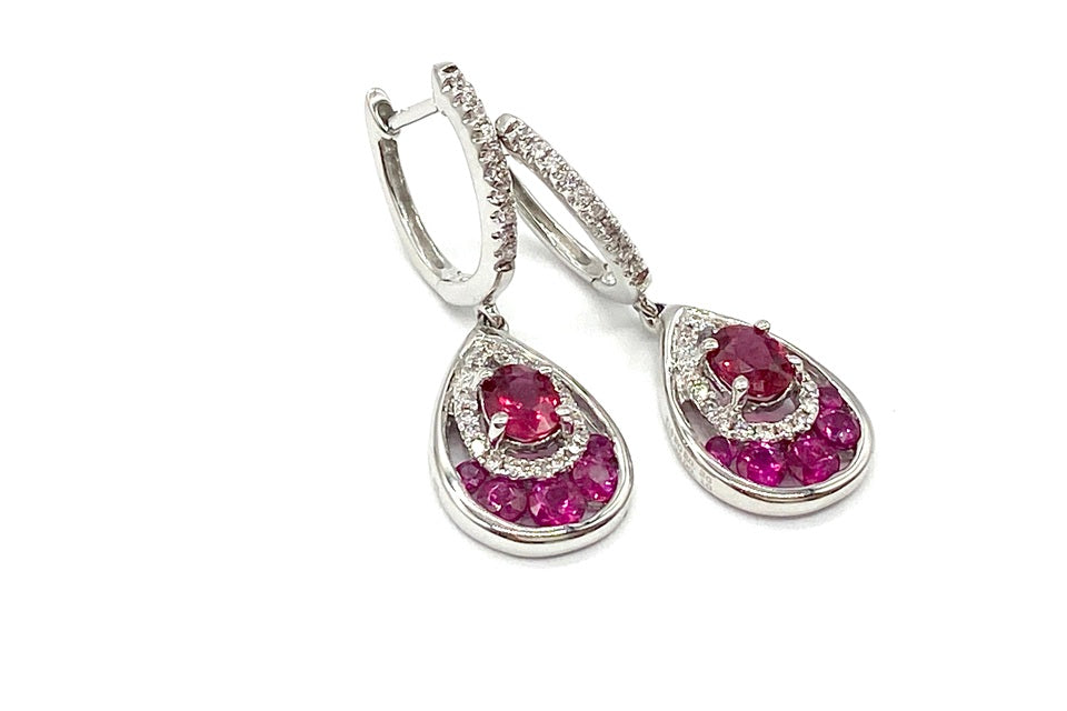 Ruby K18WGルビー ダイヤモンドピアス (NO.50219)