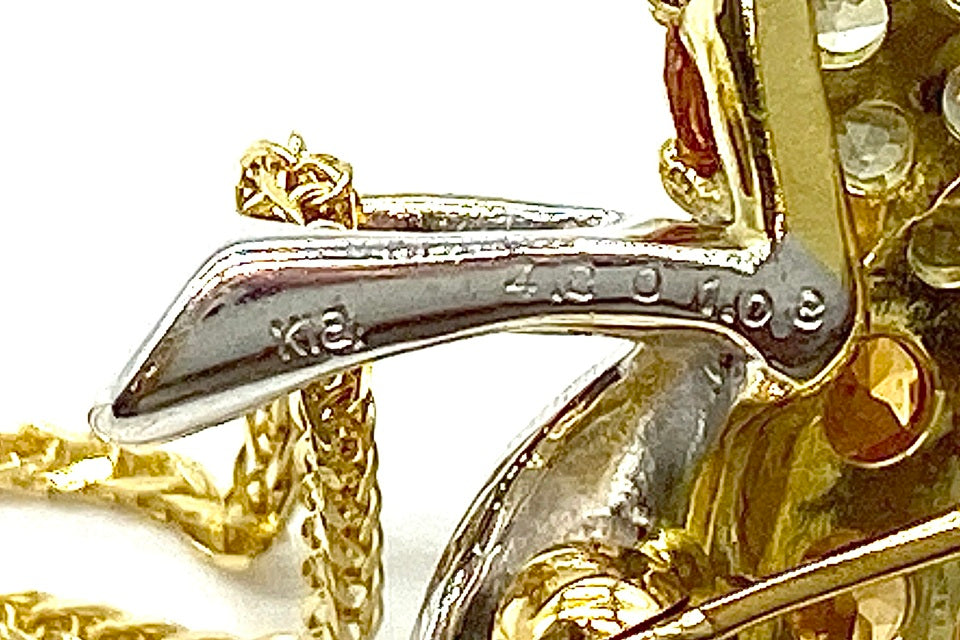 Yellow Sapphire K18/WGイエロー/カラーレスサファイヤペンダント兼ブローチ (NO.49937)