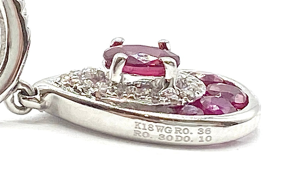 Ruby K18WGルビー ダイヤモンドピアス (NO.50219)