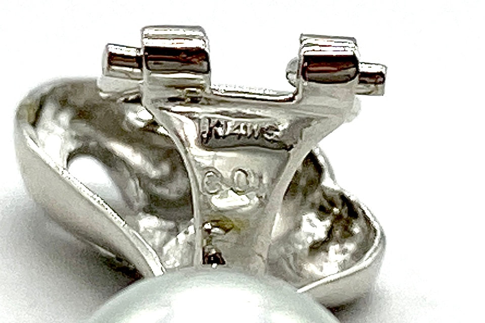 South Sea Pearl K14WG白蝶パール ダイヤモンドイヤリング (NO.128944)