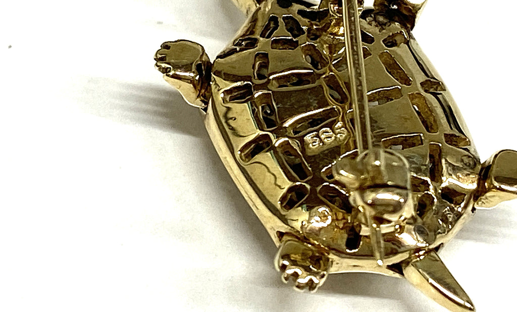 Diamond K14ダイヤモンド ルビーブローチ (NO.49854)
