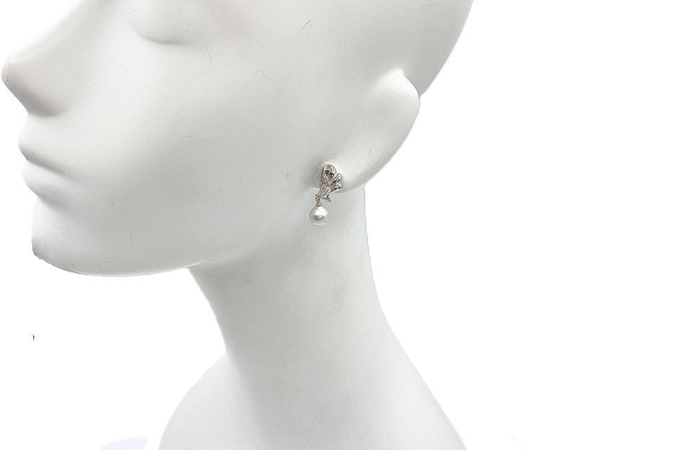 South Sea Pearl K14WG白蝶パール ダイヤモンドイヤリング (NO.128944)