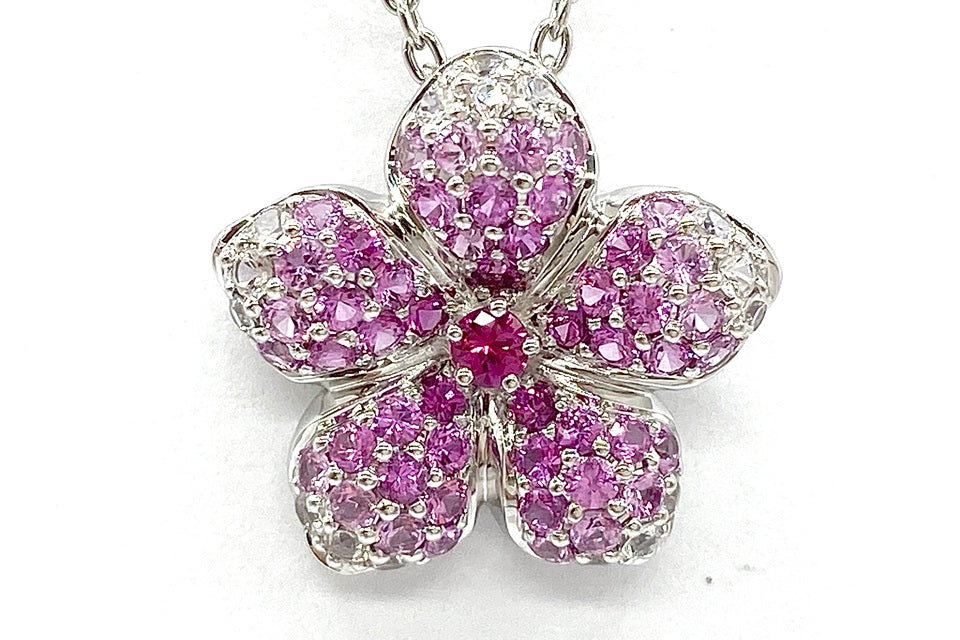 Pink Sapphire K18WGピンクサファイヤ ダイヤモンドペンダント (NO.304964)
