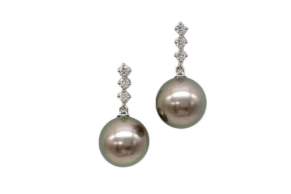 TASAKI 【タサキ】K18WG黒蝶パール ダイヤモンドピアス (NO.62425