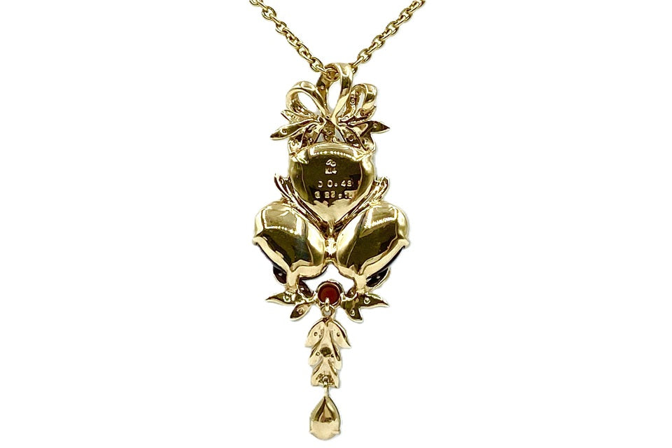 ROKUZAN 【碌山】K14PG/K18ガーネット ダイヤモンドペンダント (NO.128918-B)