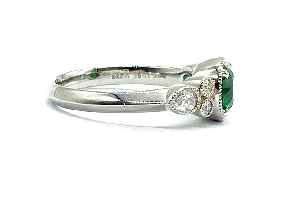 Demantoid Garnet　Pt900デマントイドガーネット パライバトルマリン ダイヤモンドリング(NO.128669-B)