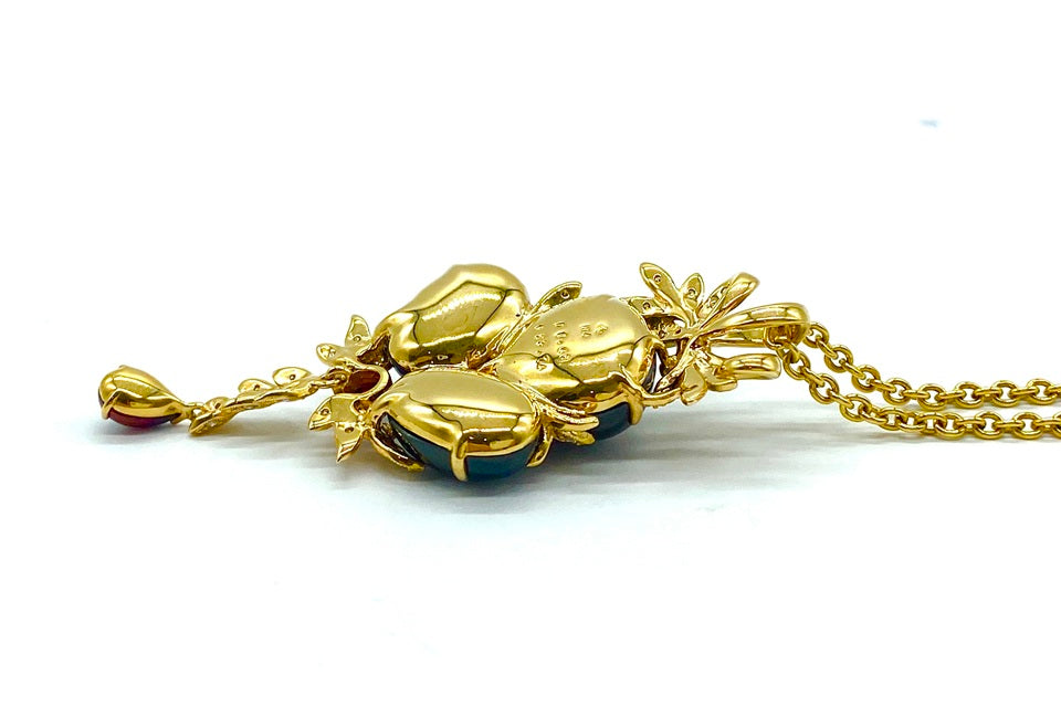 ROKUZAN 【碌山】K14PG/K18ガーネット ダイヤモンドペンダント (NO.128918-B)