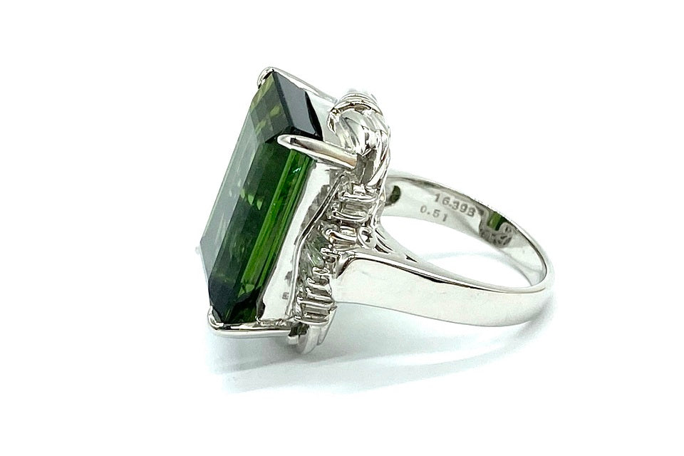 Green Tourmaline Pt900グリーントルマリン ダイヤモンドリング (NO.49242)