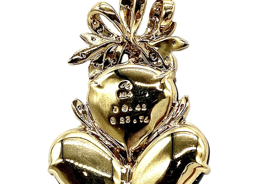 ROKUZAN 【碌山】K14PG/K18ガーネット ダイヤモンドペンダント (NO.128918-B)