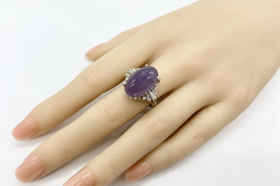 Blue Chalcedony Ptブルーカルセドニー ダイヤモンドリング (NO.49761