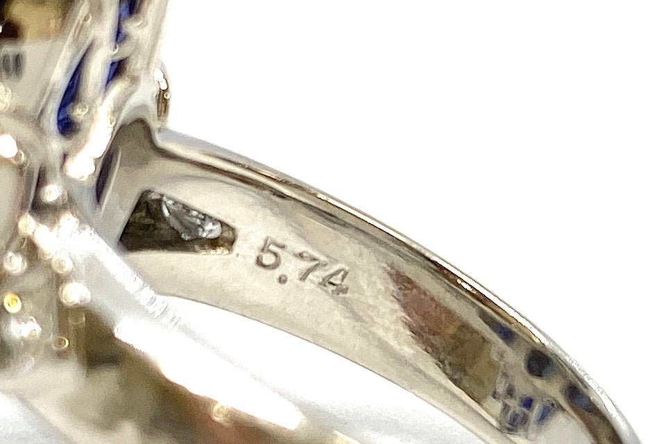 Sapphire Pt900サファイヤ ダイヤモンドリング (NO.303943)