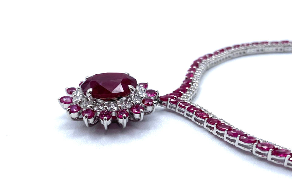Ruby Pt900ルビー ダイヤモンドネックレス (NO.304017)
