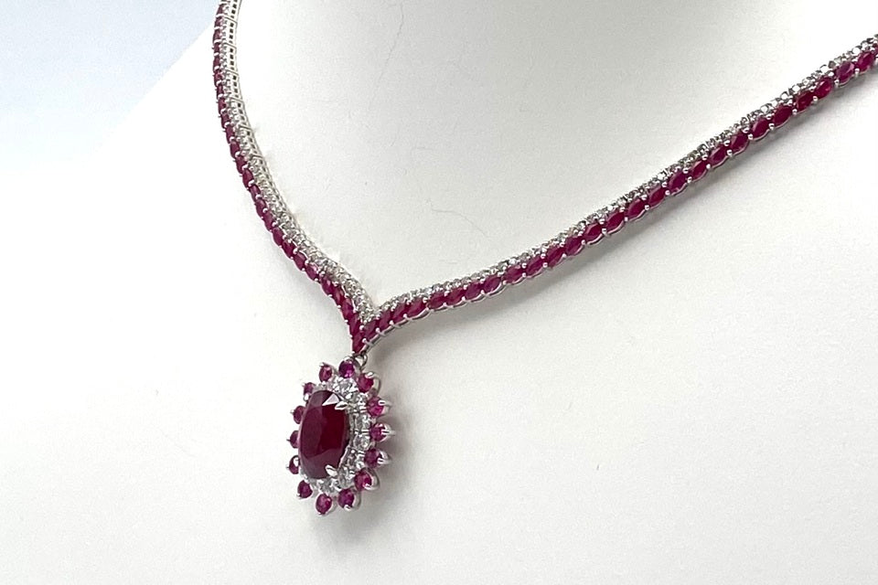 Ruby Pt900ルビー ダイヤモンドネックレス (NO.304017)