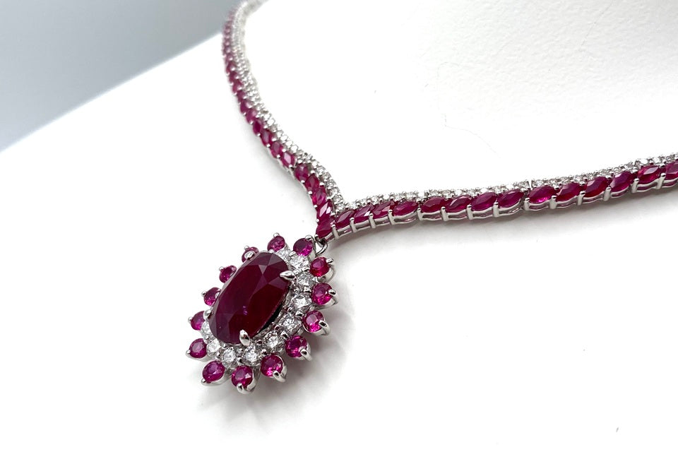 Ruby Pt900ルビー ダイヤモンドネックレス (NO.304017)
