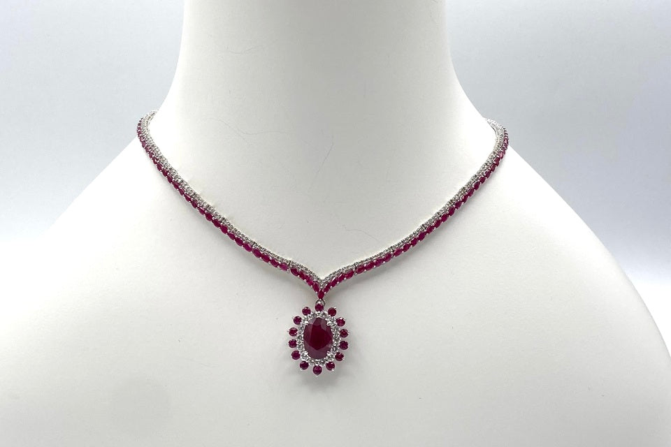 Ruby Pt900ルビー ダイヤモンドネックレス (NO.304017)