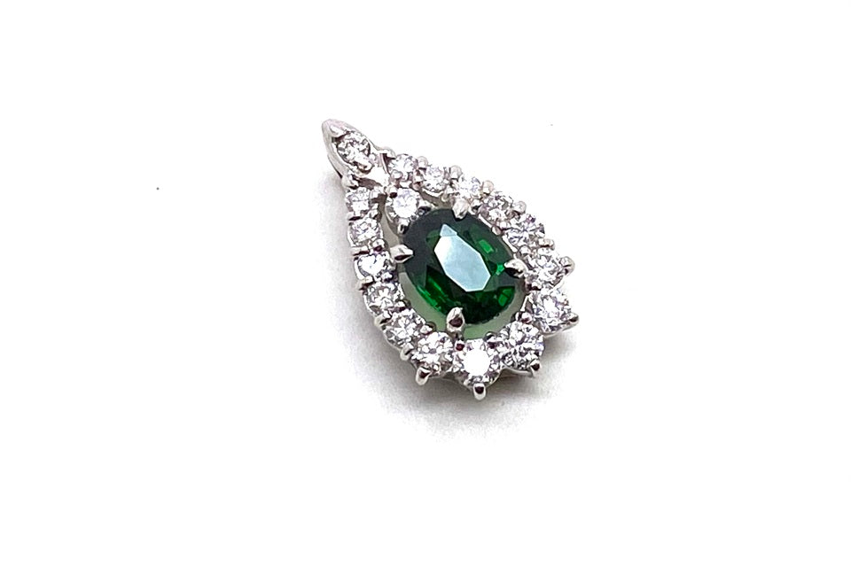 Green Garnet Pt900グリーンガーネット ダイヤモンドペントップ (NO.304170)