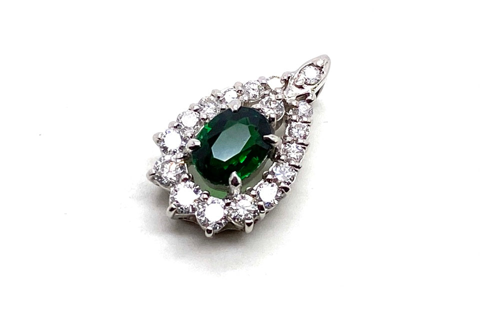 Green Garnet Pt900グリーンガーネット ダイヤモンドペントップ (NO.304170)
