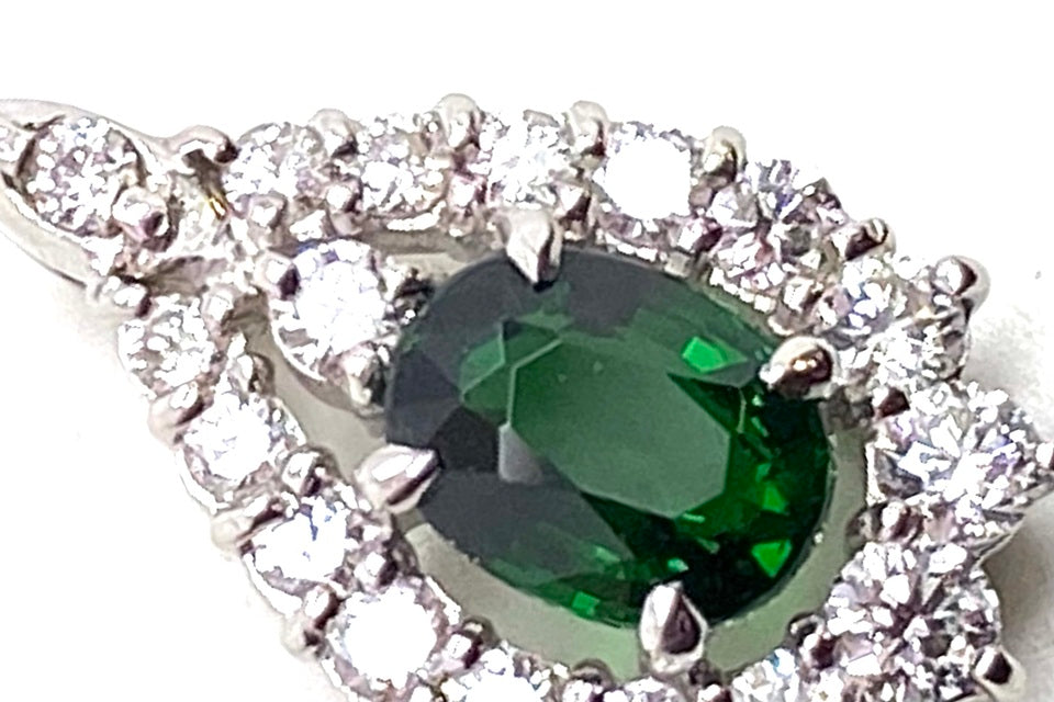 Green Garnet Pt900グリーンガーネット ダイヤモンドペントップ (NO.304170)