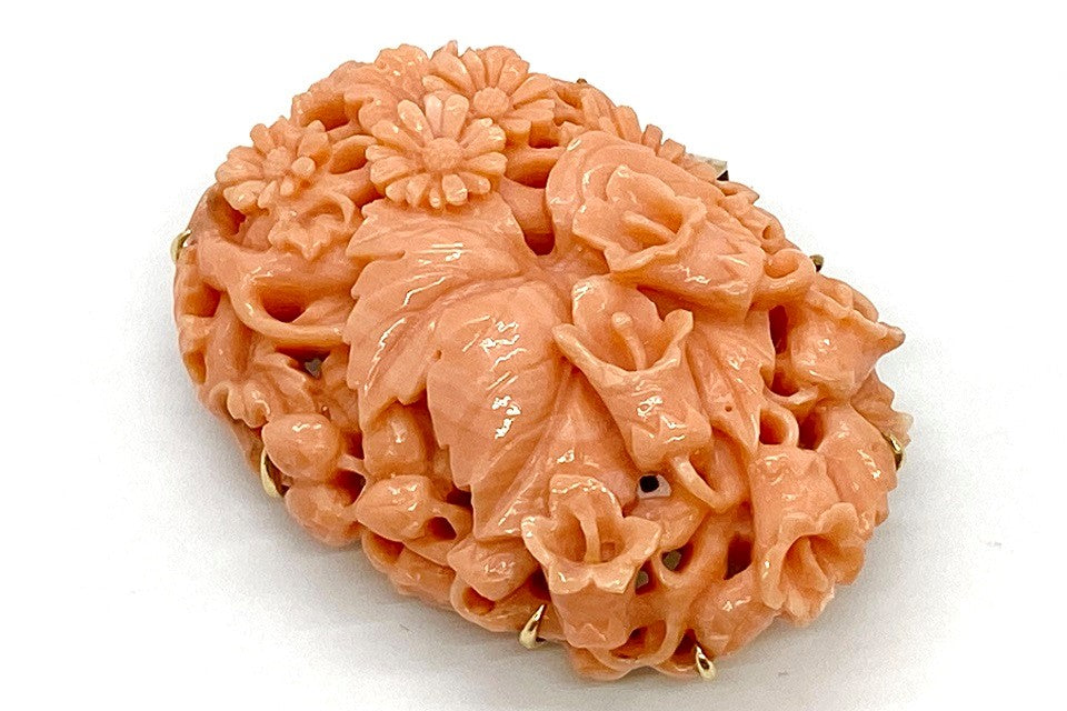 Coral K18珊瑚ブローチ兼帯留兼ペントップ (NO.304346) – JEX宝石 