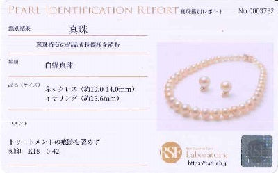 South Sea Pearl K18白蝶パール(ゴールド系)ネックレス(ダイヤ付クラスプ)&イヤリング セット (NO.304569)