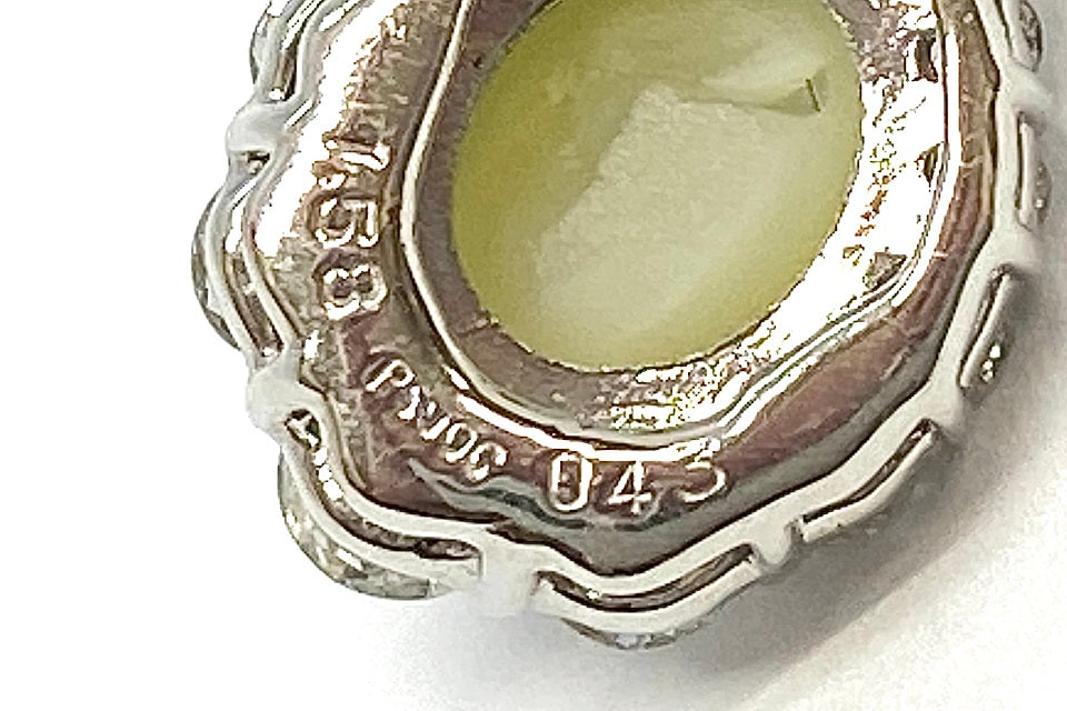 Chrysoberyl Cat’s Eye Pt900/K18WGクリソベリルキャッツアイ ダイヤモンドペントップ (NO.304650)