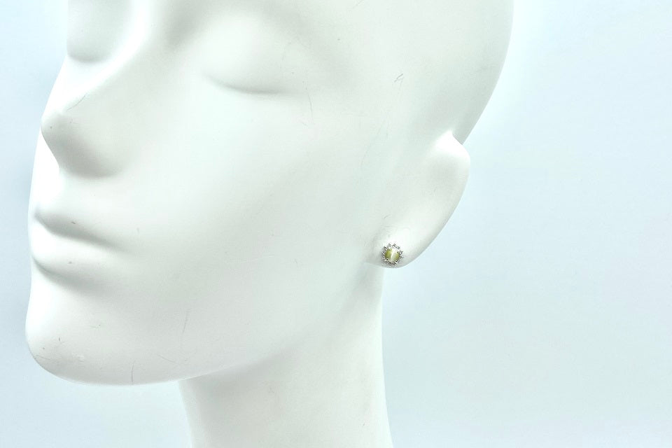 Chrysoberyl Cat’s Eye Pt900クリソベリルキャッツアイ ダイヤモンドピアス (NO.304651)