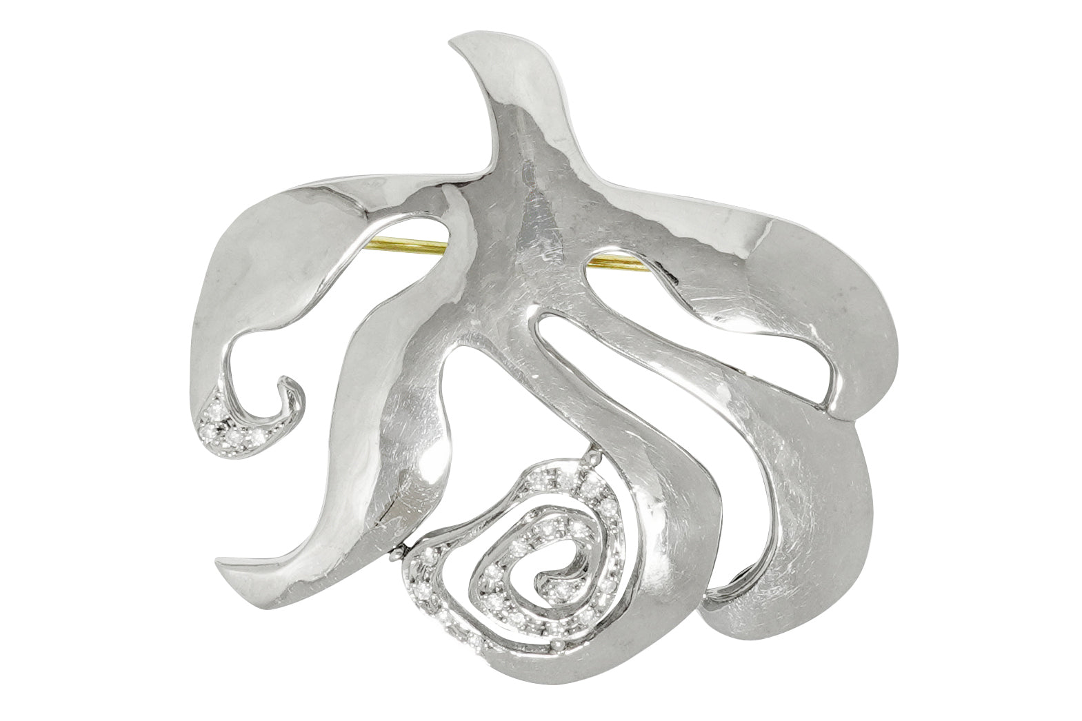 大島恵】 K18WG/YG（留具）ダイヤモンドペントップ兼ブローチ (NO  