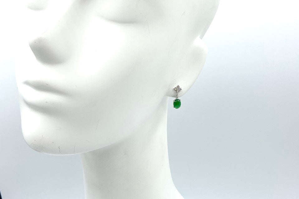 Jadeite K18WG翡翠 ダイヤモンドピアス (NO.304868)