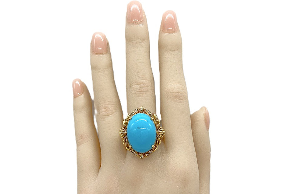 Turquoise K18トルコ石 ダイヤモンドリング (NO.304880) – JEX宝石