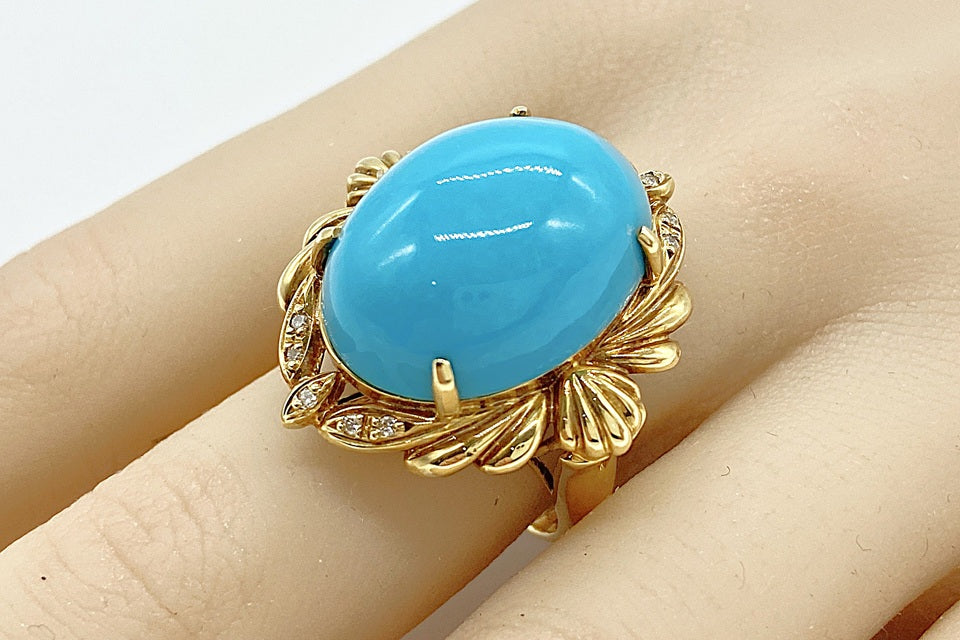 Turquoise K18トルコ石 ダイヤモンドリング (NO.304880) – JEX宝石
