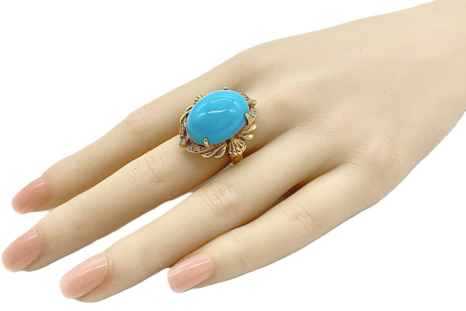 Turquoise K18トルコ石 ダイヤモンドリング (NO.304880) – JEX宝石