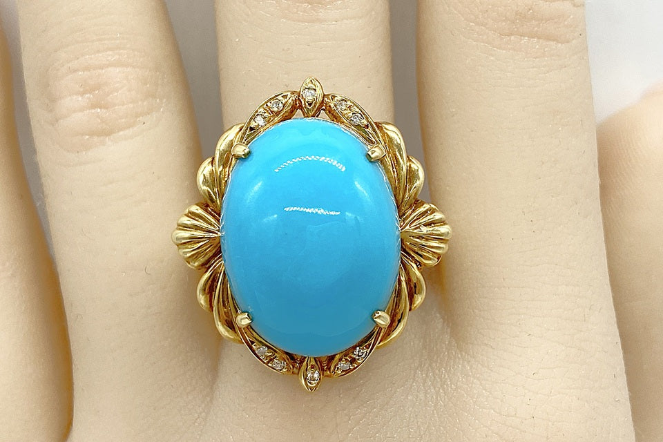 Turquoise K18トルコ石 ダイヤモンドリング (NO.304880) – JEX宝石