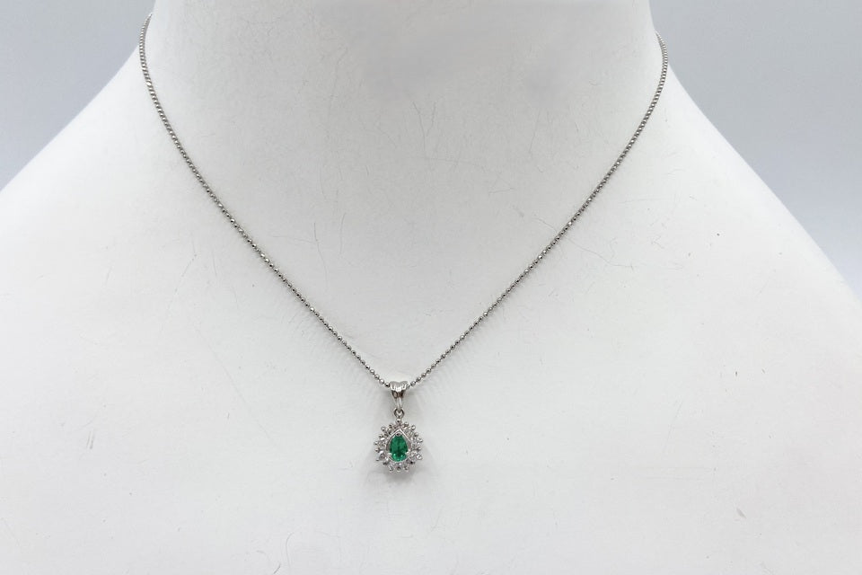 Emerald Pt900/850（NC)エメラルド ダイヤペンダント (NO.304916)