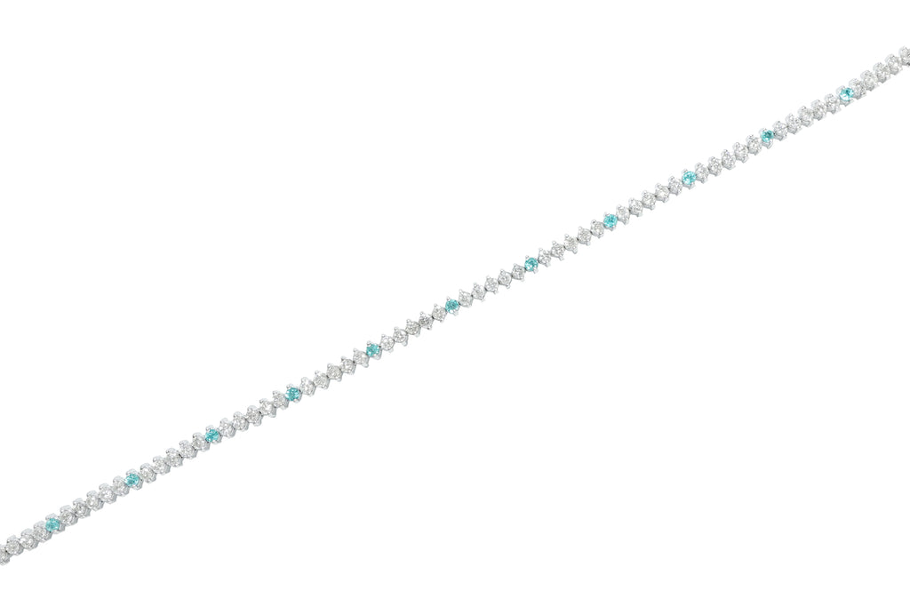 Paraiba color Tourmaline Pt850パライバカラートルマリン ダイヤモンドブレスレット (NO.304936)