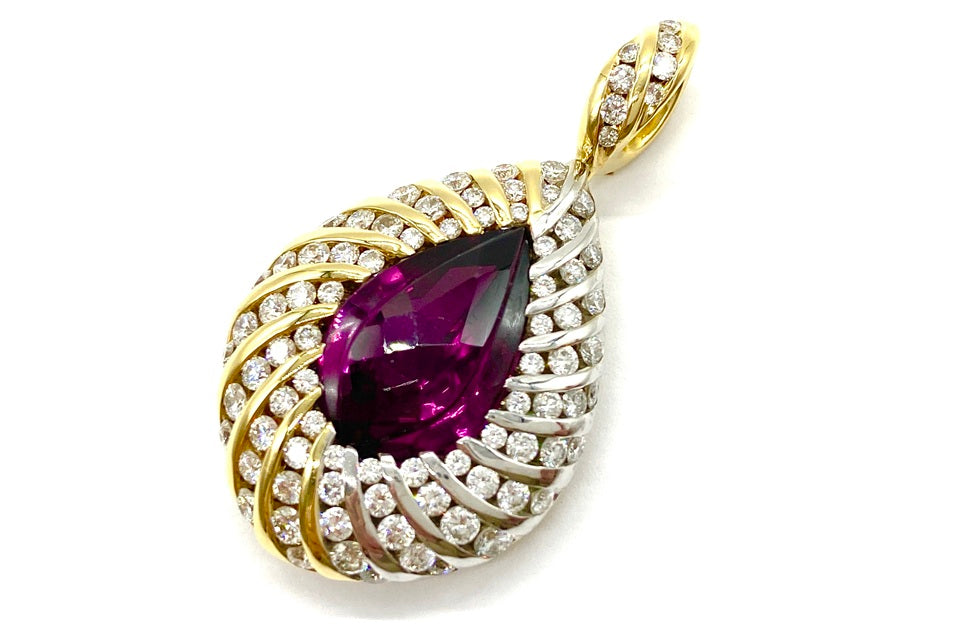 Garnet K18/WGガーネット ダイヤモンドペントップ (NO.49832)
