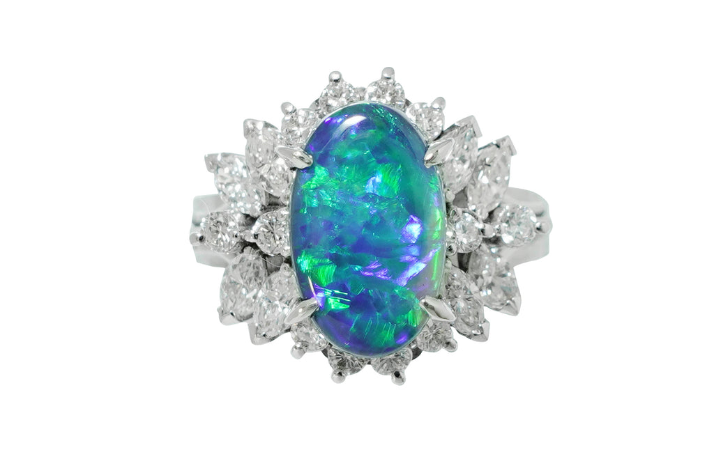 Black Opal Pm850ブラックオパール ダイヤモンドリング (NO.305040)