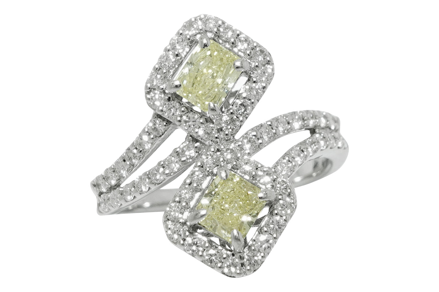 Yellow Diamond K18WGイエロー/カラーレスダイヤモンドリング (NO