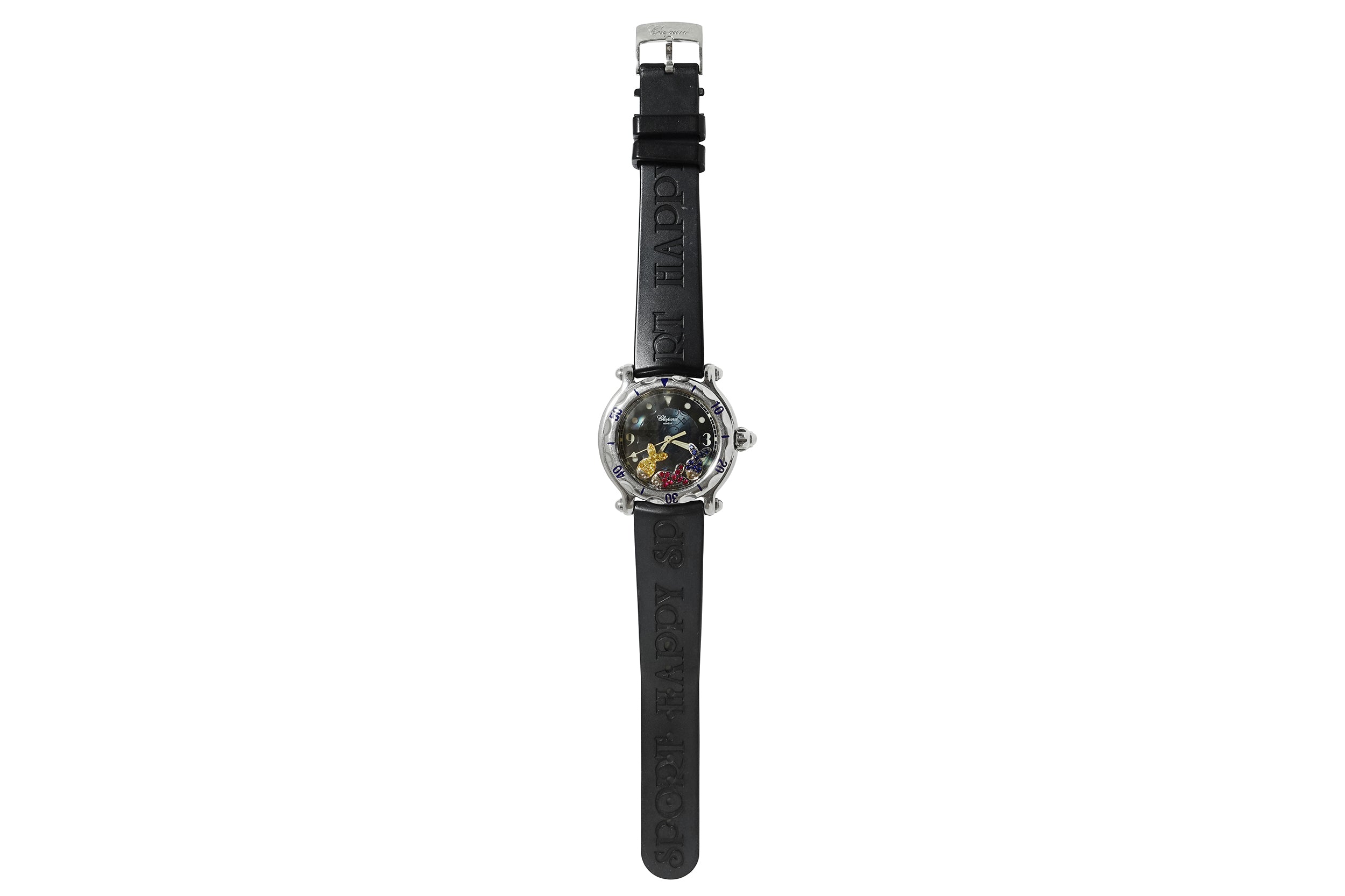 ⭐️PKUR2+3　WATCH　シルバーピークル装飾石付　16cm　刻印有り CHOPARD 【ショパール】SSブルー/イエローサファイヤ ルビー腕時計