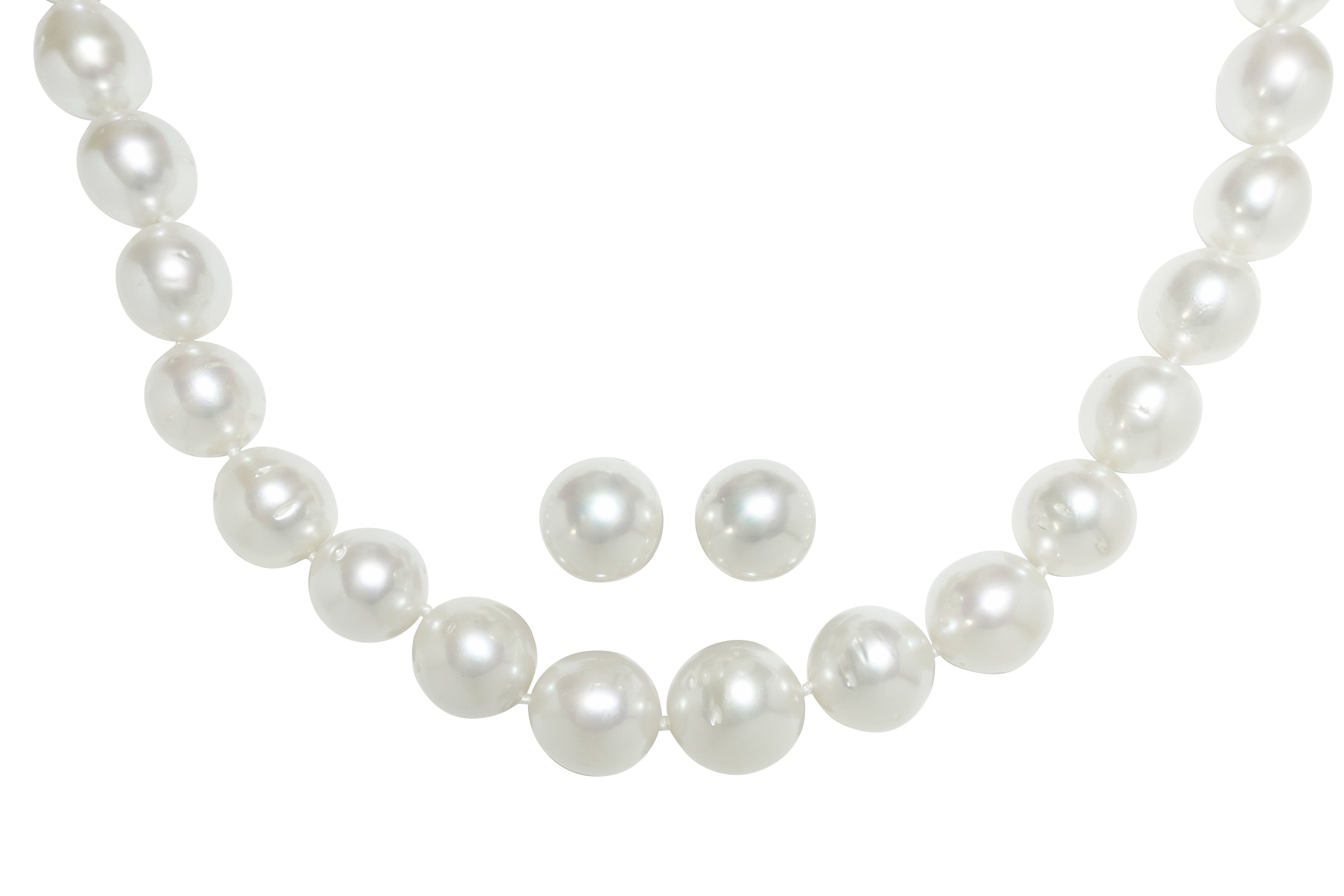 South Sea Pearl SV白蝶パールネックレス＆K14WGピアス (NO