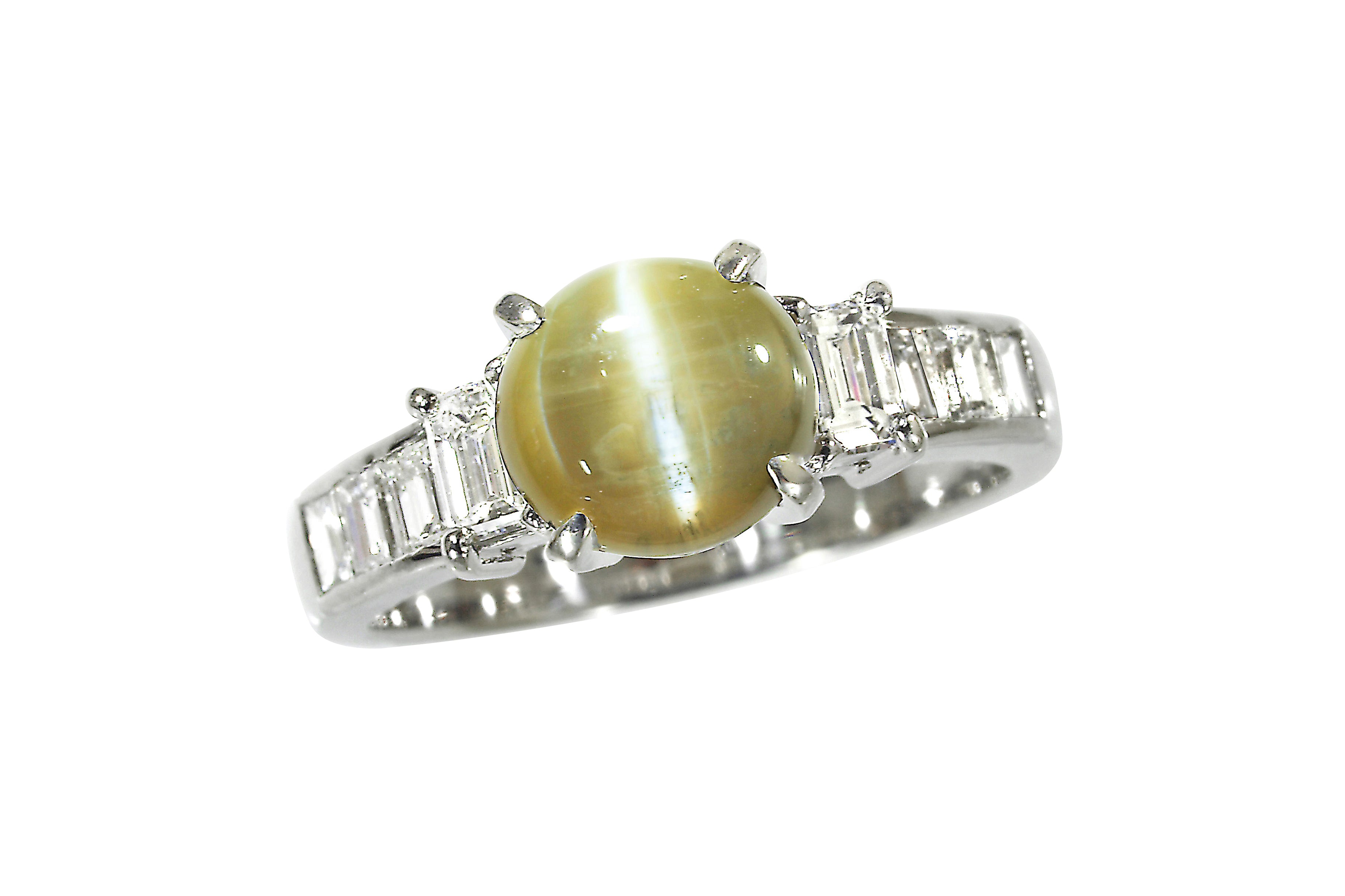 クリソベリルキャッツアイ　pt900 Chrysoberyl Cat's Eye Pt900クリソベリルキャッツアイ ダイヤモンド
