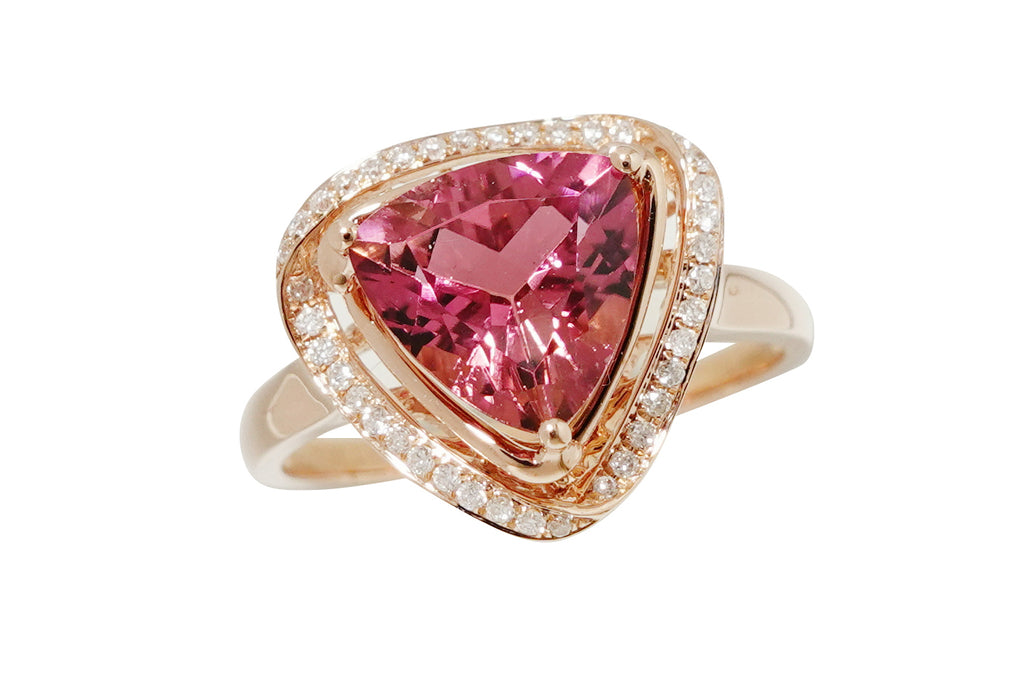 Pink Tourmaline K18PGピンクトルマリン ダイヤモンドリング (NO.305274)